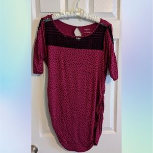 Motherhood Maternity Burgundy Polka Dot Shirt